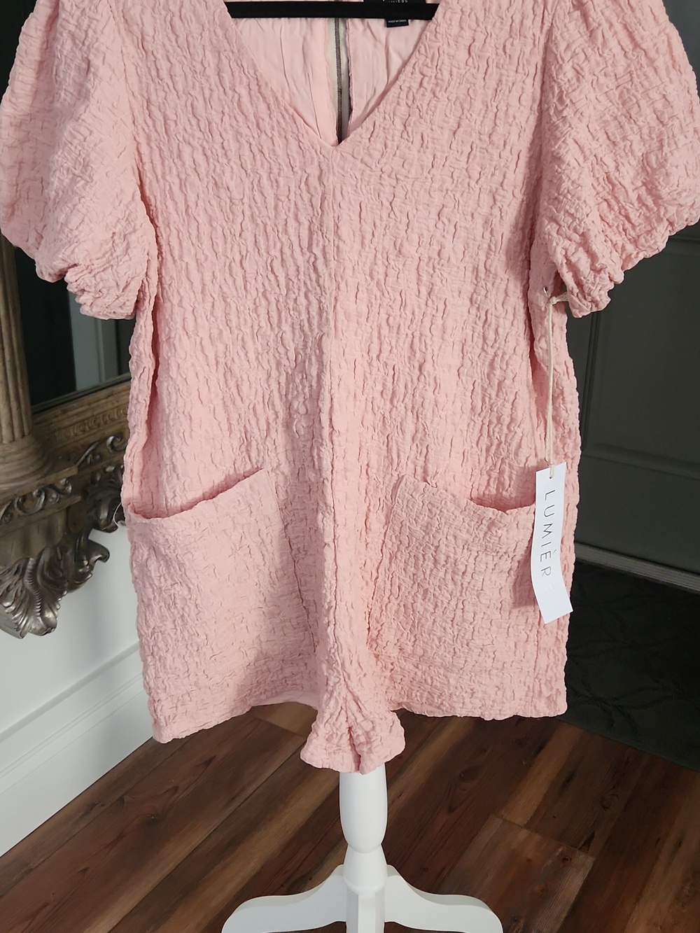 Lumiere Crinkle Texture Romper With Front Pockets